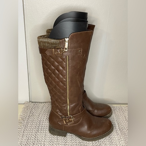 Global Win Shoes - Womens Tall Brown Boots, 7.5